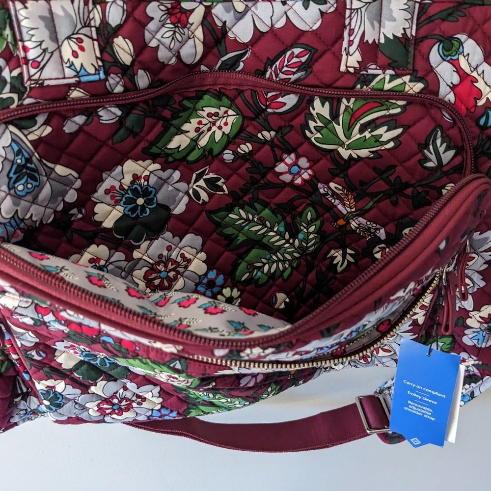 Vera Bradley Bordeaux Blooms Iconic Weekender Travel Bag - Picture 7 of 15